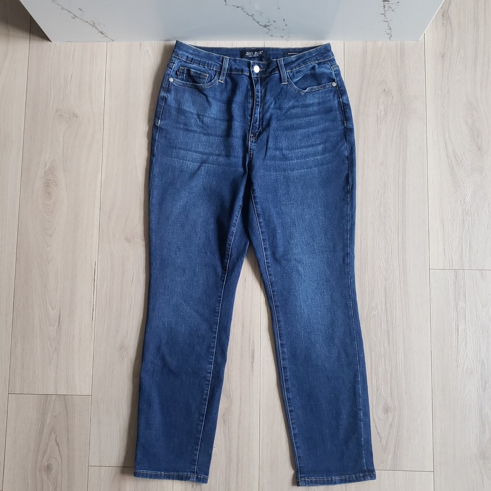 Judy Blue Boyfriend Jeans Womens 11 Dark Wash Straight Stretch Slimming Denim